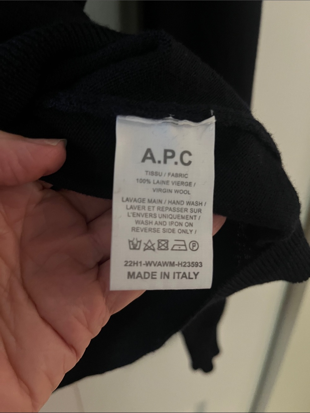 A.P.C. Navy Crewneck Wool Sweater